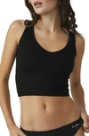 Free People Sleeveless Scoopneck Ribbed Cropped Tank In Black