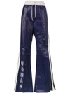 OFF-WHITE OFF-WHITE HIGH WAISTED FLARED LEATHER TRACK PANTS - BLUE,OWCA034F17687168320112383320