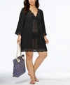 LA BLANCA PLUS SIZE CROCHET-TRIM COVER-UP DRESS WOMEN'S SWIMSUIT