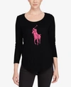 Polo Ralph Lauren Pink Pony Long-sleeve Jersey T-shirt In Polo Black