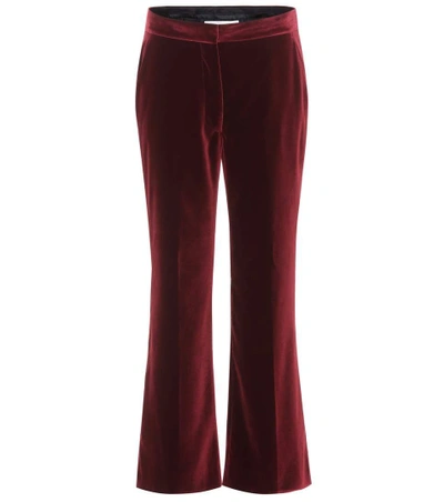 Stella Mccartney Velvet Cropped Trousers In Burgundy