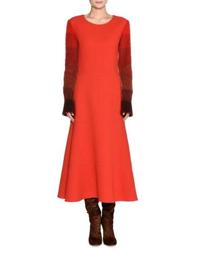 Agnona Colorblock-sleeve Wool Dress