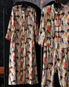 Natori Dynasty Mandarin Zip Caftan Dress With Pockets In Black