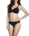 Simone Perele Caresse Lace-side Cheeky Tanga In Black