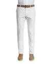 Loro Piana Comfort Slim-stretch Cotton Trousers, Optical White