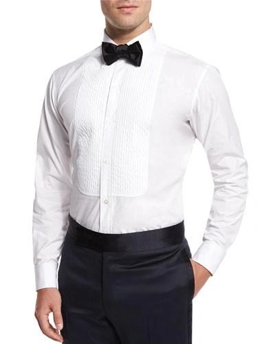 Charvet Basic Pleated Cotton Dress Shirt, White