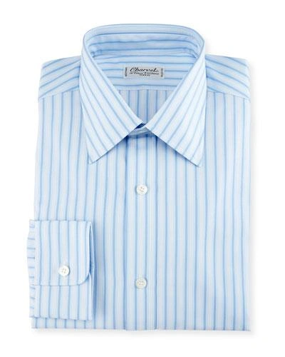 Charvet Striped Cotton Dress Shirt, Blue/white