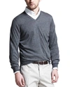 Brunello Cucinelli Cashmere V-neck Sweater In Medium Gray