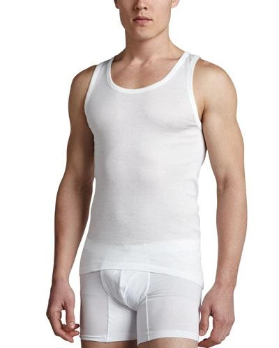 HANRO COTTON PURE TANK TOP, WHITE,PROD119480049