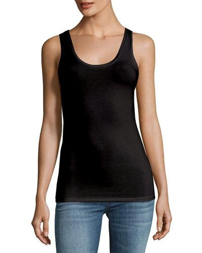 Majestic Basic Soft Touch Scoop-neck Tank In Black