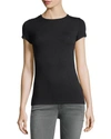 Majestic Soft Touch Raw-edge Crewneck Tee In Black