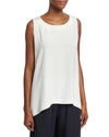 Eskandar Lightweight Silk A-line Shell In White