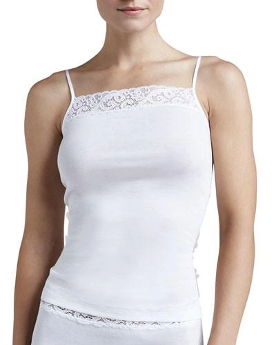 Hanro Moments Lace-trimmed Camisole In Gentle Pink