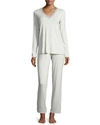 Natori Feathers Long-sleeve Pajama Set In Light Heathergrey