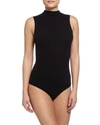 Commando Ballet Mockneck Sleeveless Thong Bodysuit In Black