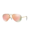 RAY BAN RIMLESS MIRRORED IRIDESCENT AVIATOR SUNGLASSES,PROD114840294