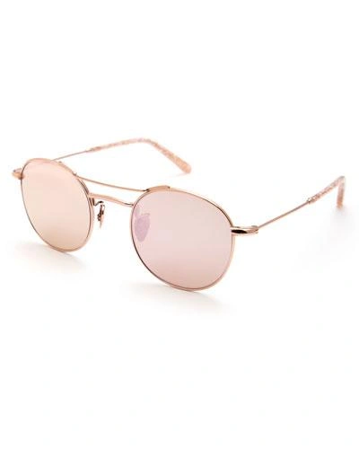Krewe Orleans Mirrored Metal Universal-fit Sunglasses, Rose Gold