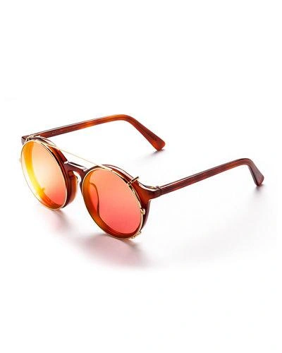 Sunday Somewhere Matahari Round Clip-on Sunglasses In Brown