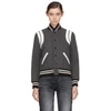 Saint Laurent Teddy Leather-trimmed Wool-blend Bomber Jacket In Grey