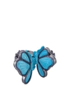 LYDIA COURTEILLE DIAMOND SAPPHIRE TURQUOISE 18K GOLD BUTTERFLY TWO FINGER RING