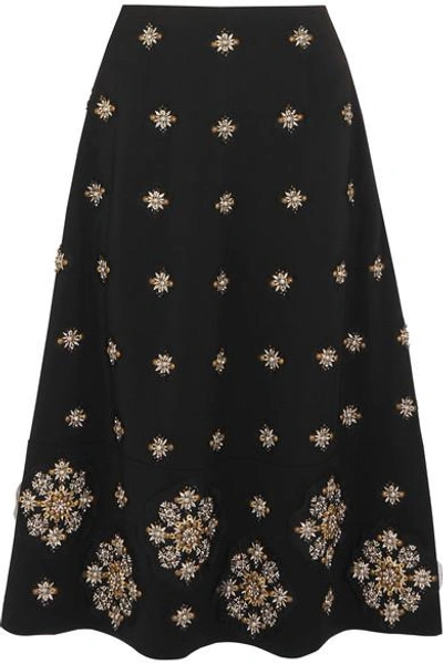 Elizabeth And James Lottie Embellished Midi A-line Skirt In Black