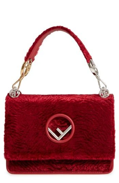 Fendi Kan I Small Textured Velvet Shoulder Bag In Red