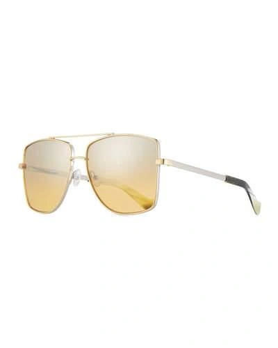 Grey Ant Megalast Mirrored Aviator Sunglasses, Light Yellow In Silver