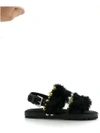 Marni 20mm Embellished Alpaca Fur Sandals In Black/yellow