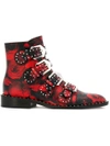 GIVENCHY rose print buckled boots,BE0814317612427456