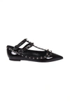 VALENTINO GARAVANI ROCKSTUD BALLERINAS,NW2S0376.VBS 0NO NERO