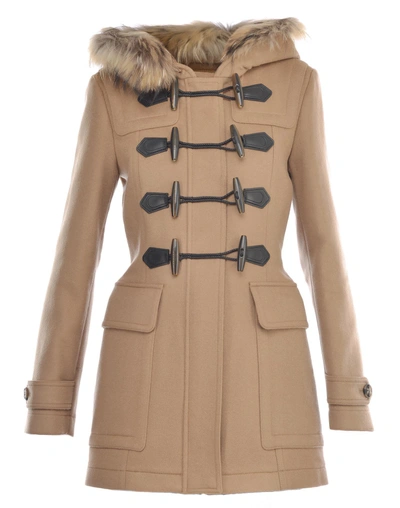 Burberry Blackwell Wool Duffle Coat With Fur Hood In New Camel | ModeSens