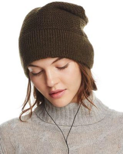 Rebecca Minkoff Beanie With Wired Headphones In Dark Moss