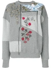 ALEXANDER MCQUEEN ALEXANDER MCQUEEN EMBROIDERED PATCHWORK SWEATSHIRT - GREY,491025QJZ4412433086