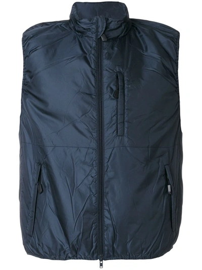 Aspesi Jil Padded Reflective Taffeta Gilet In Blue