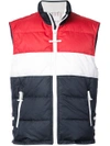 THOM BROWNE THREE PANEL DOWNFILLED FUNNEL COLLAR SKI waistcoat IN MINI RIPSTOP,MVD004X0250412372696