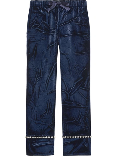 Gucci Velvet Pyjama Trousers In Blue