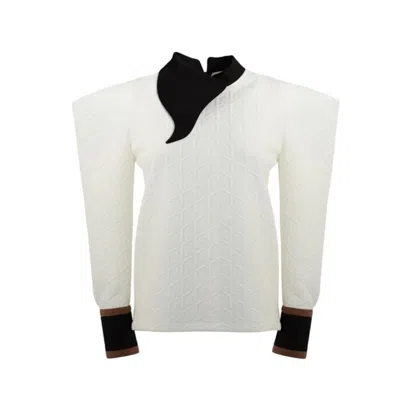 Julia Allert Asymmetrical Collar Blouse | White