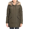 Woolrich Fur-trim Padded Parka In Green