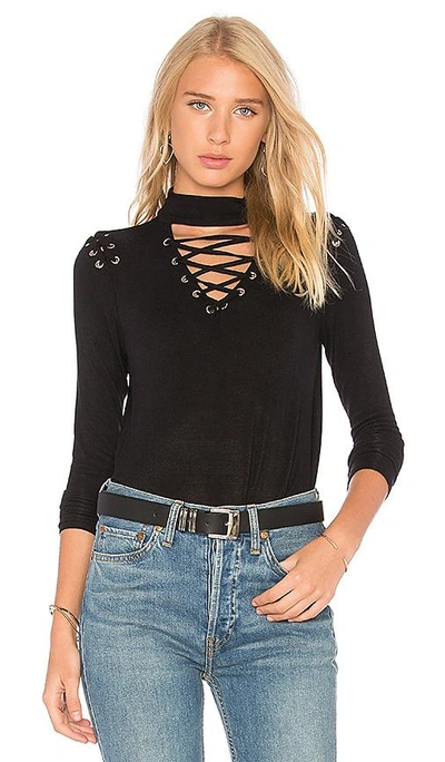 Generation Love Becca Lace-up Cutout Top In Black