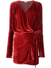 ATTICO velvet wrap mini-dress,MGTW1740900312403851