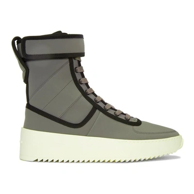 Fear Of God Men's Leather High-top Military Sneakers In Grey