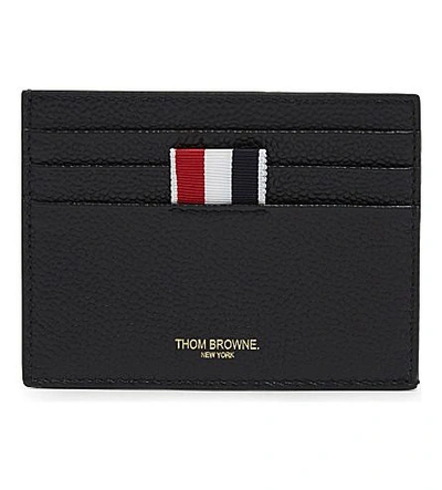 Thom Browne Men's Pebbled Leather Card Holder In Black