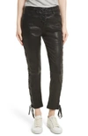 FRAME LAMBSKIN LEATHER LACE-UP CROP PANTS,LWLT0138