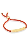 Monica Vinader Engravable Havana Friendship Bracelet In Yellow Gold/ Poppy