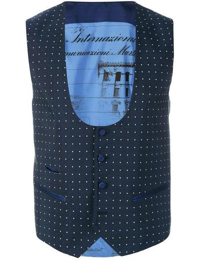 Al Duca D'aosta Dot Effect Waistcoat In Blue