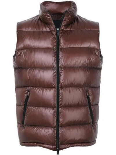 Herno Classic Down Gilet In Brown