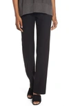 Eileen Fisher Straight Leg Crepe Pants In Black