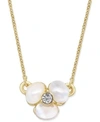 KATE SPADE GOLD-TONE PAVE & MOTHER-OF-PEARL FLOWER PENDANT NECKLACE