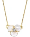 Kate Spade Gold-tone Pave & Mother-of-pearl Flower Pendant Necklace In Cream