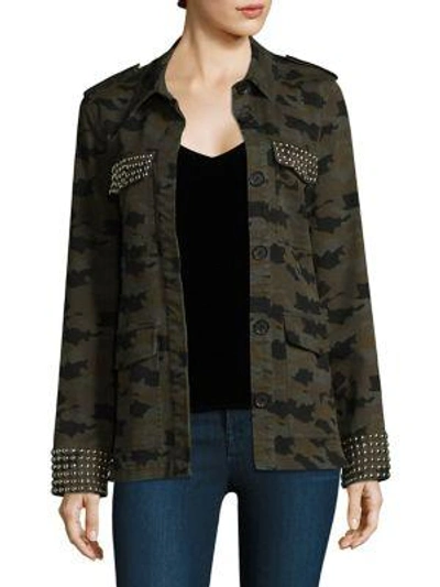 L Agence Cromwell Studded Camo Military Jacket In Camo Multi